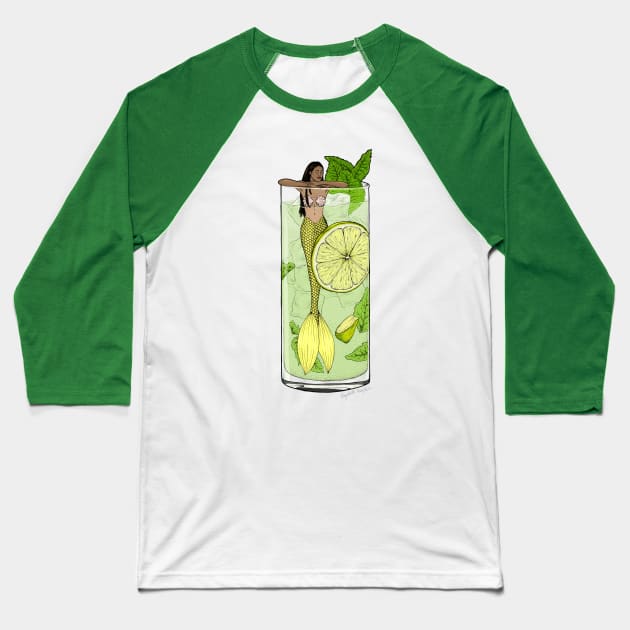 Mojito Mermaid Baseball T-Shirt by Elizabeth Weglein Art